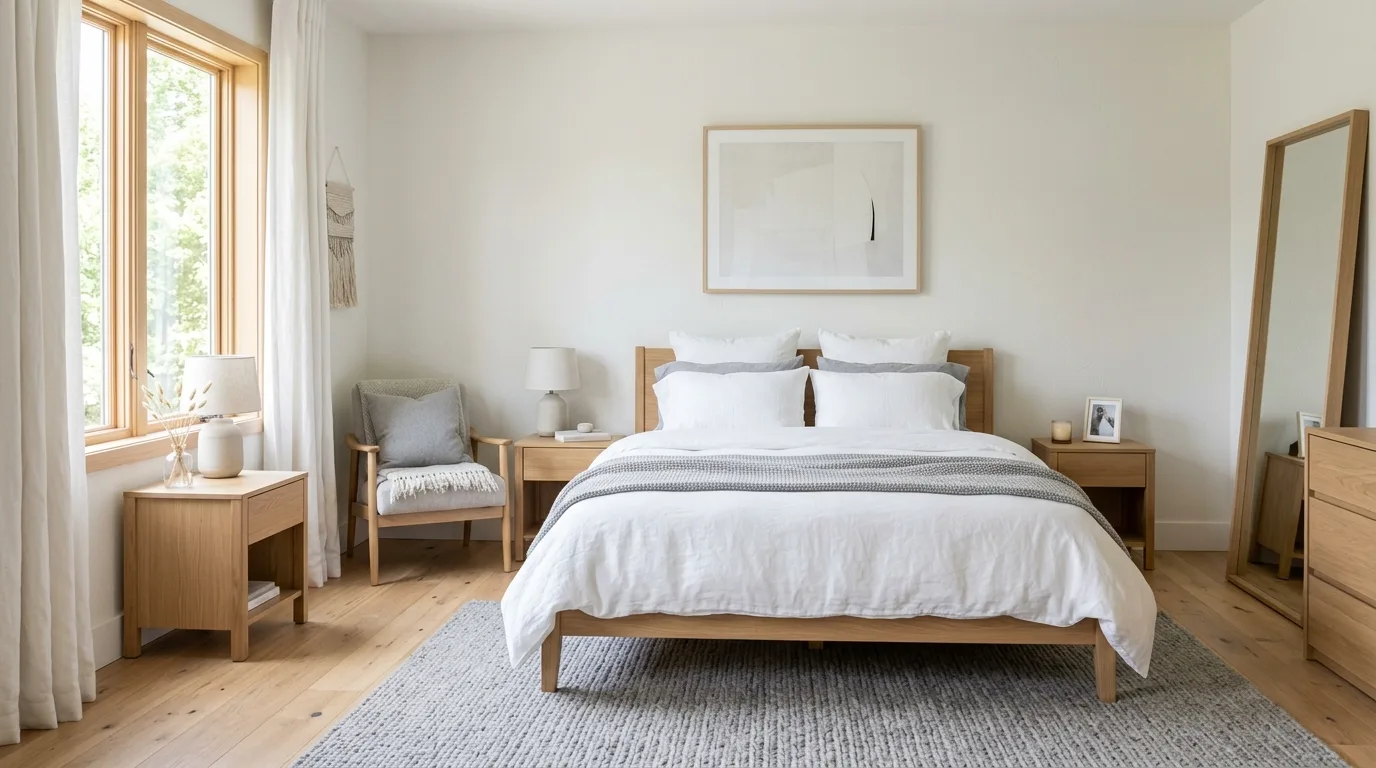 Lean into Scandinavian lightness inspiration for a neutral bedroom.